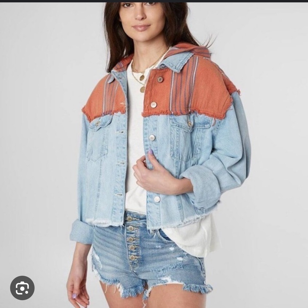 Free People Baja Hooded Jean Jacket